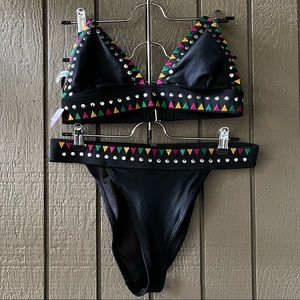 Forever 21 Black High Waist Bikini Set Size L NWT